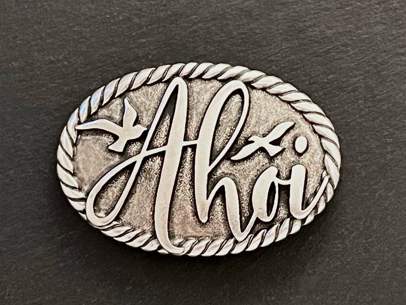 Ebbe Und Flut Gürtelschliesse Ahoi - Maritime Gürtelschnalle Für Wechselgürtel Mit 4 cm Breite von ebbeundflut