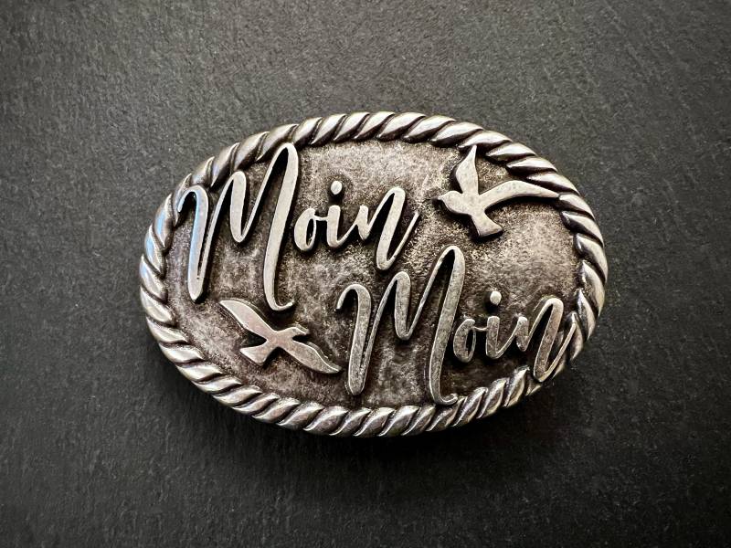 Ebbe Und Flut Gürtelschliesse Moin - Maritime Gürtelschnalle Für Wechselgürtel Mit 4 cm Breite von ebbeundflut