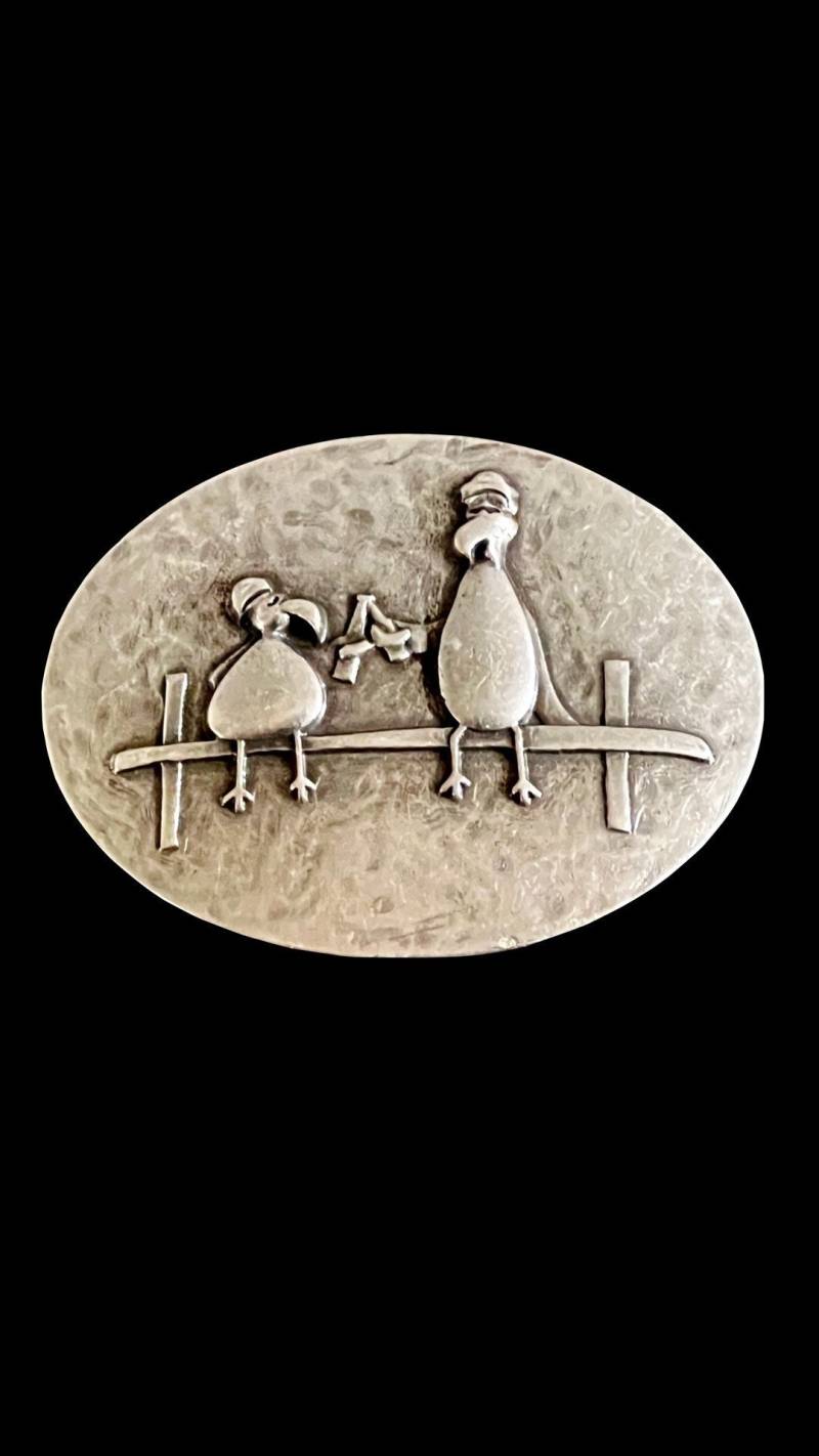 Ebbe Und Flut Gürtelschliesse Party Möwen - Maritime Gürtelschnalle Für Wechselgürtel Mit 4 cm Breite von ebbeundflut