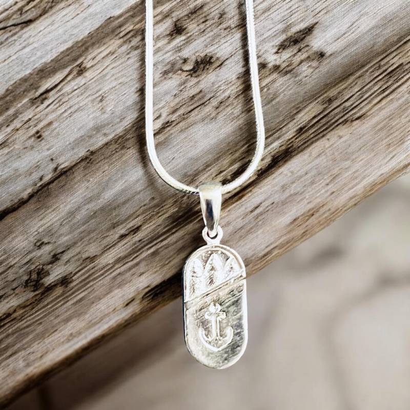 Ebbe Und Flut Halskette Fischkonserve Silber - Schlangenhalskette Mit Anhänger Konservendose Fisch Aus 925sterlingsilber von ebbeundflut