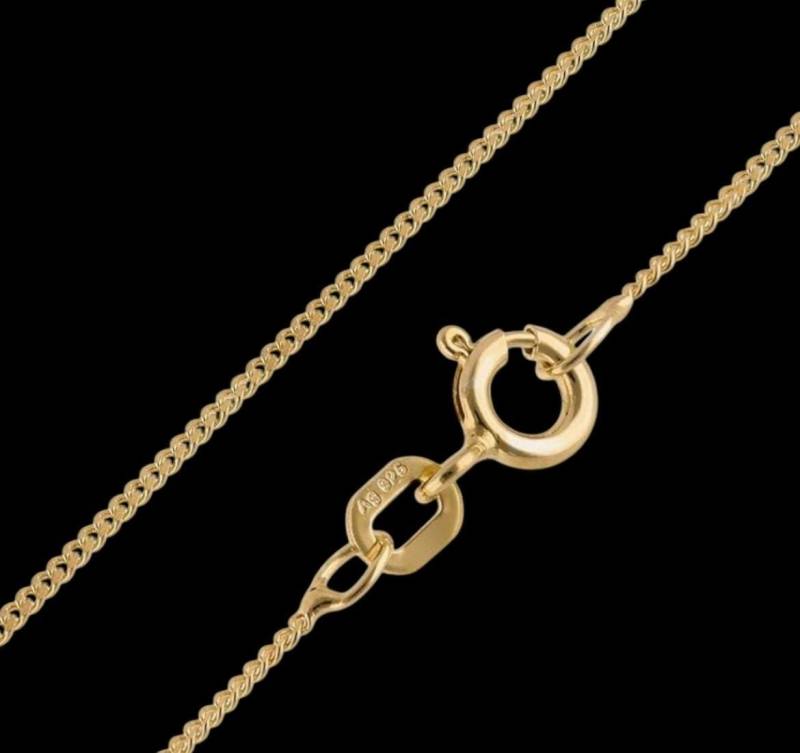 Ebbe Und Flut Lange Halskette 50 cm - Feine Panzerkette Aus 925 Sterlingsilber 18K Vergoldet, Ebbe Flut® von ebbeundflut