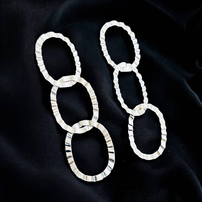 Ebbe Und Flut Ohrringe Wellen Silber, Lang Ringe Gefaltetes Silber Von Ebbe Flut® von ebbeundflut