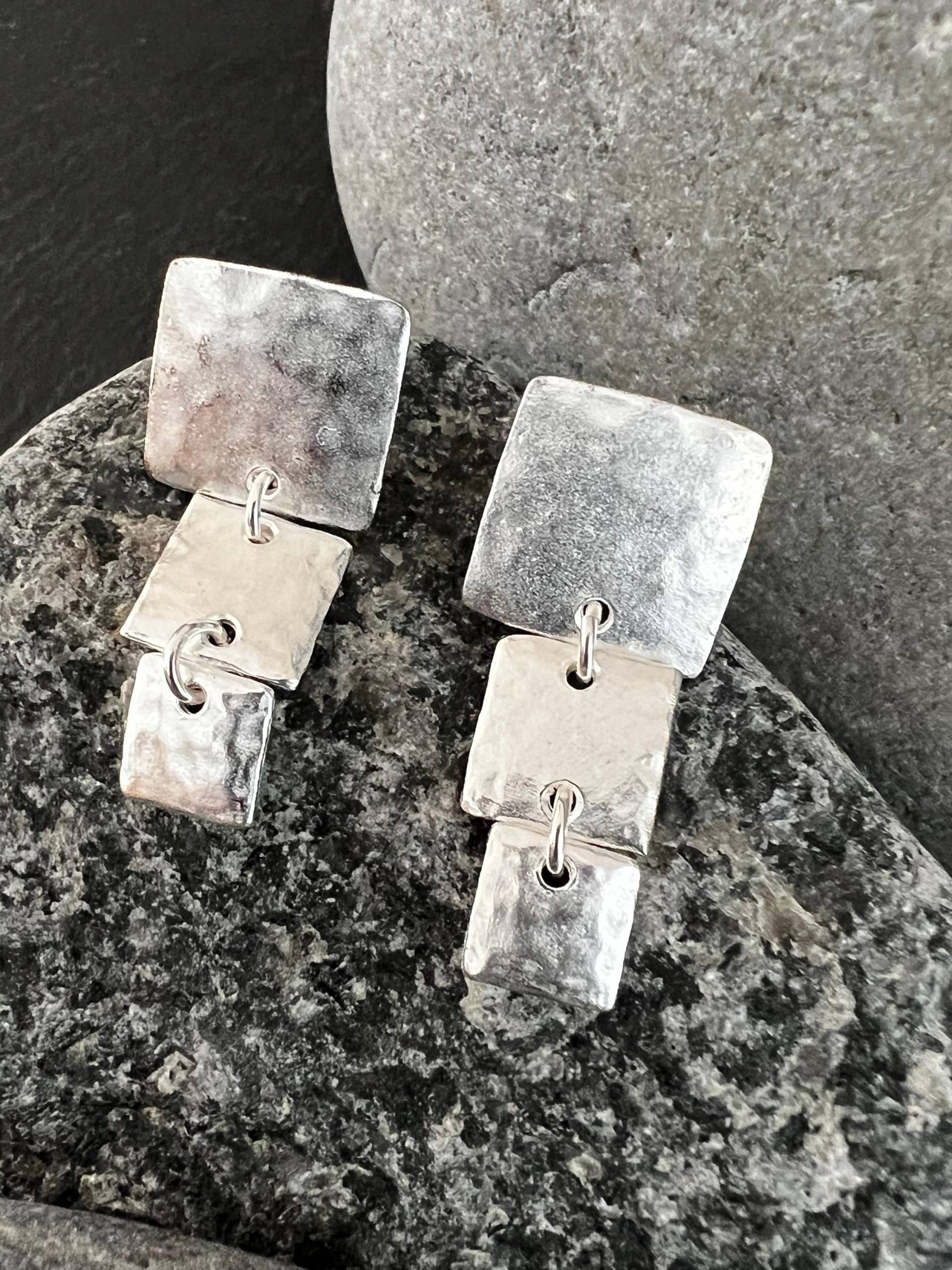 Ebbe Und Flut Ohrstecker Nordsee Silber Lang Eckig - Matt Versilbert Ohrringe Von Ebbe Flut® von ebbeundflut