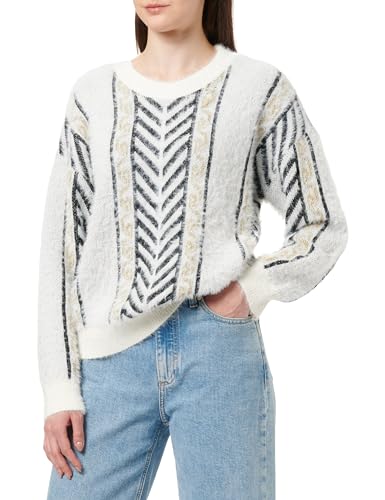ebeeza Damen Stilvolle Einfachheit,Langärmeliger Pullover mit Rundhalsausschnitt, Strickpullover WOLLWEISS OneSize ebeeza Damen Stilvolle Einfachheit,Langärmeliger Pullover mit Rundhalsausschnitt, Strickpullover WOLLWEISS OneSize von ebeeza
