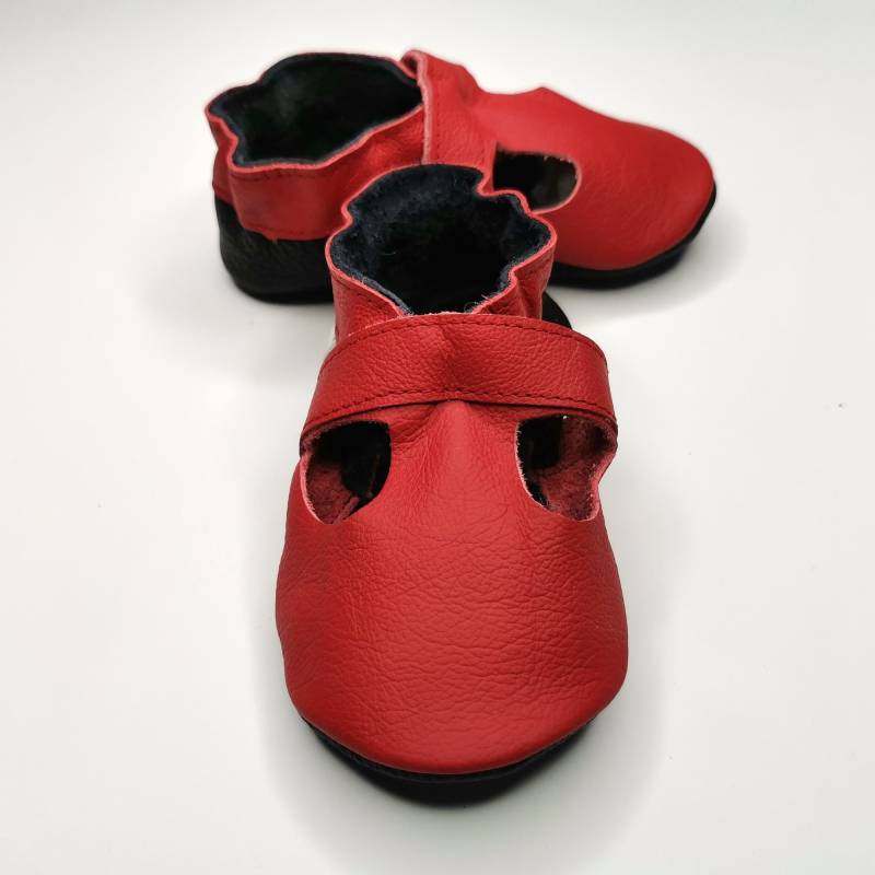 Krabbelschuhe 16/17/18 Sandalen Rot Lederpuschen Mädchen 0-6 Monate, Ebooba von ebooba