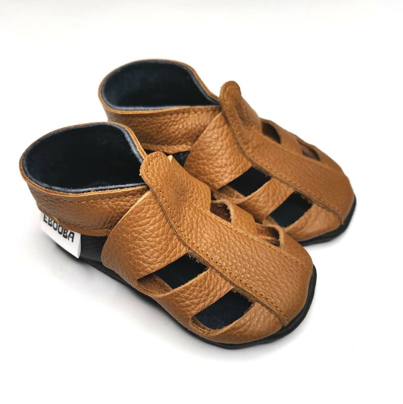 Krabbelschuhe 21/22, Lederpuschen Lederschuhe Sandalen Braun 12-18 Monate, Ebooba Sn-64-Br-M-3 von ebooba
