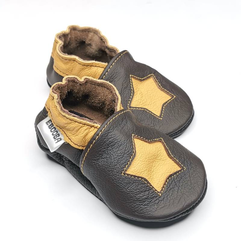 Krabbelschuhe 21/22 Gelben Stern Dunkelbraun 12 18 M Ebooba 871-3 von ebooba