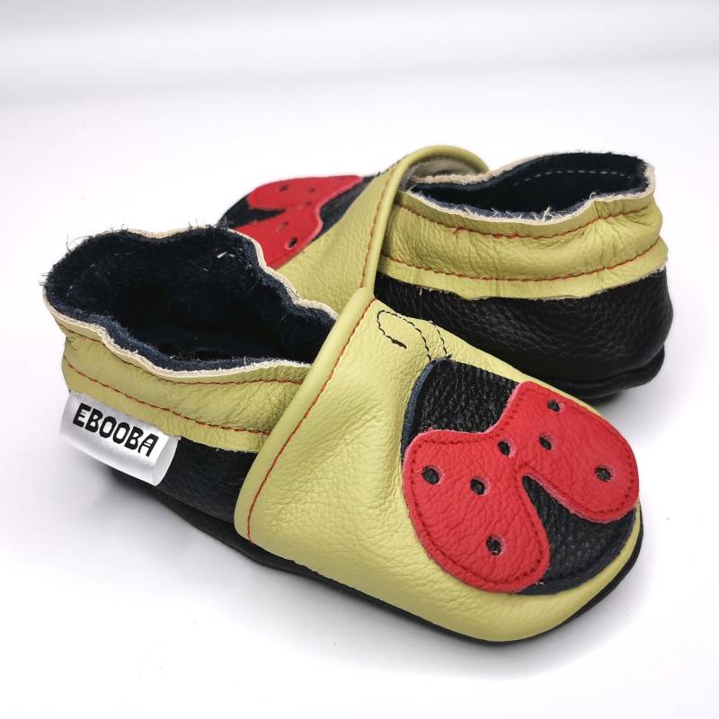 Krabbelschuhe 25/26 Marienkäfer Rot Olive 2 3 Ebooba lb-8-O-M-5 von ebooba