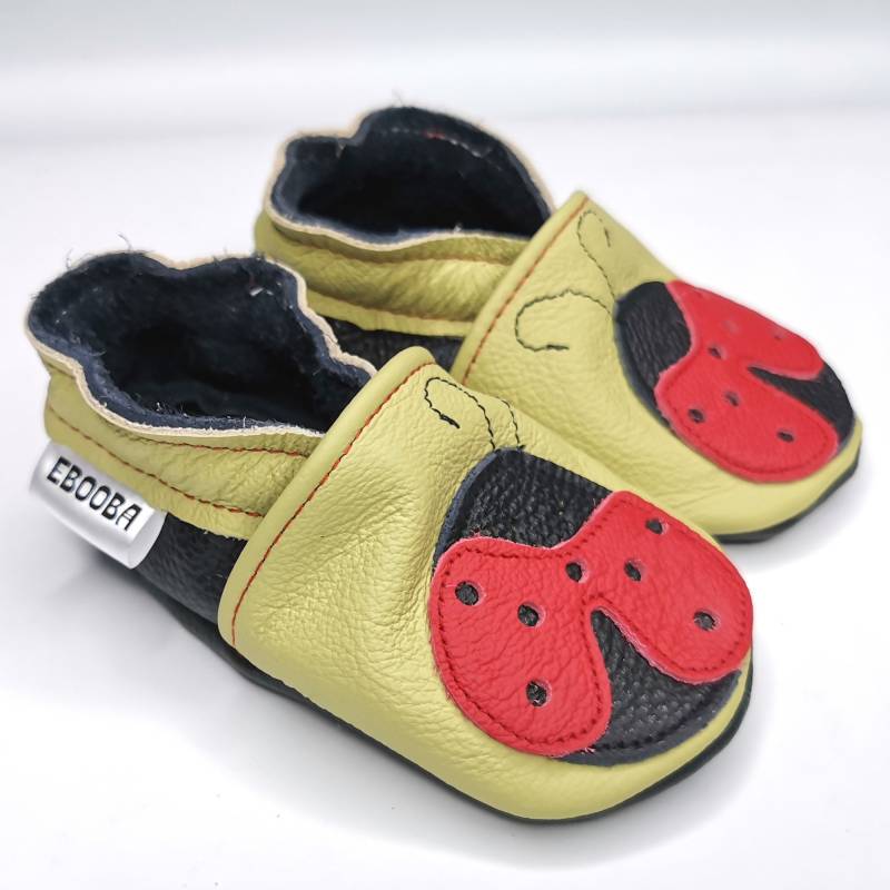 Krabbelschuhe 27/28 Marienkäfer Rot Olive 4-5 Jahre Ebooba lb-8-O-M-6 von ebooba