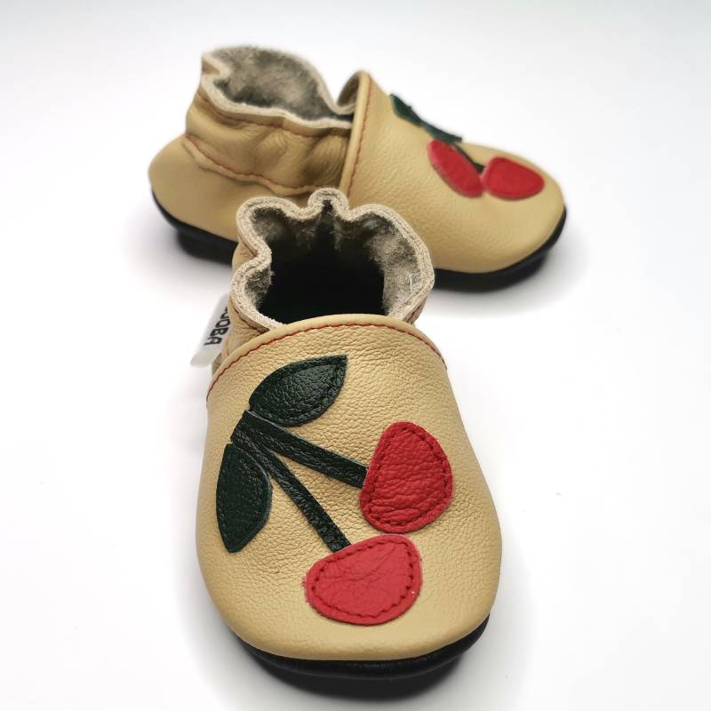 Krabbelschuhe Große 16/17/18 Kirsche Rot Beige Ebooba Ch-7-Be-M von ebooba