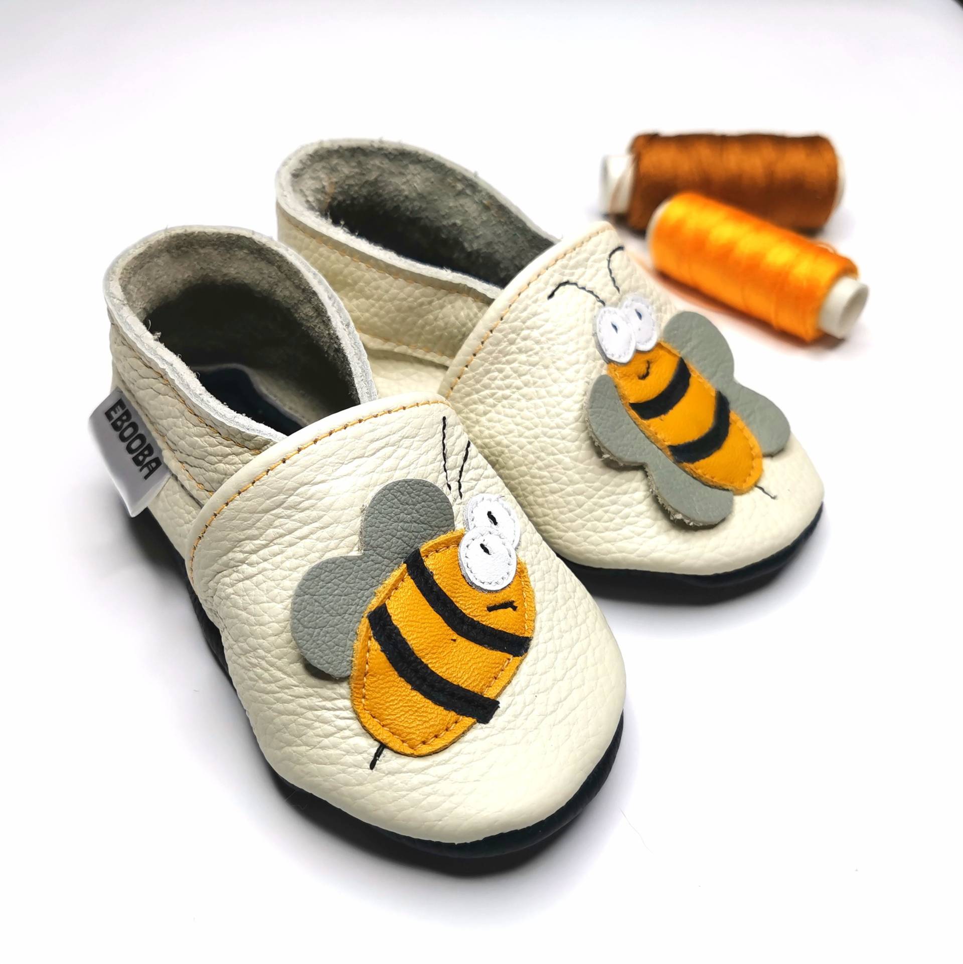 Krabbelschuhe Große 29/30, Biene Baby Schuhe, Weiße Mädchen Hausschuhe 5-6 Jahre, Ebooba von ebooba