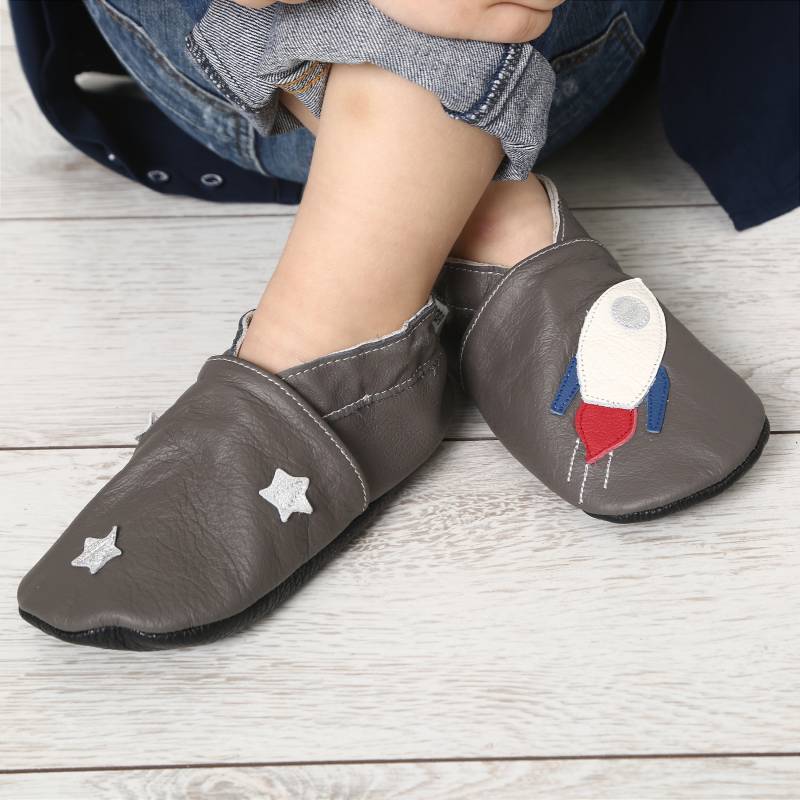 Krabbelschuhe Große 30/31 Dunkelgraue Kinderschuhe Mit Rakete Und Sternen 6-7 Jahre Ebooba von ebooba