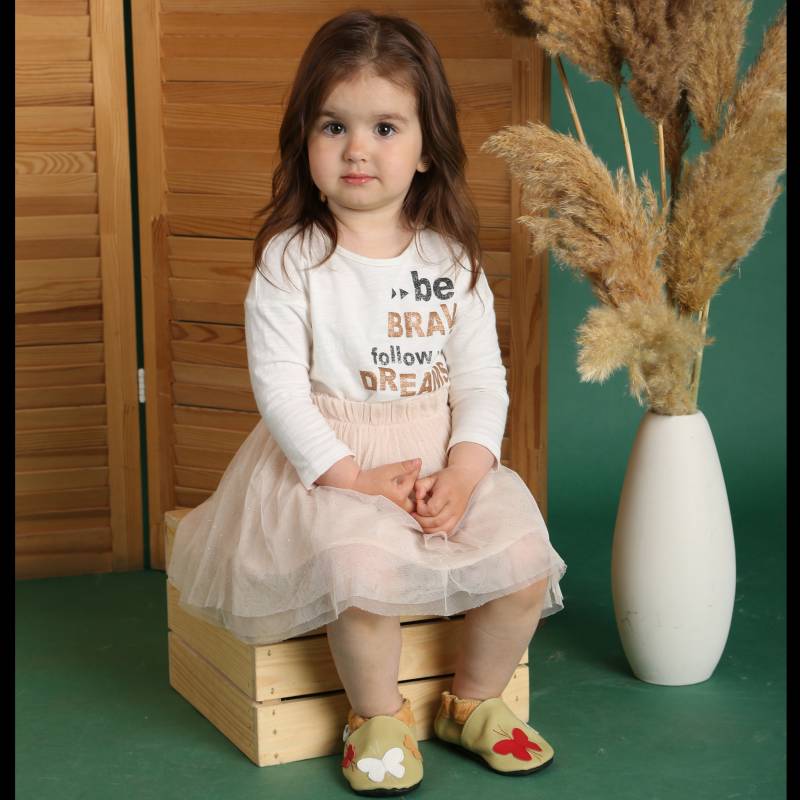 Krabbelschuhe Große Lederschuhe 26/27 Schmetterlinge Olive Rot Weiß 3 4 Ebooba Bf-31-O-M-6 von ebooba