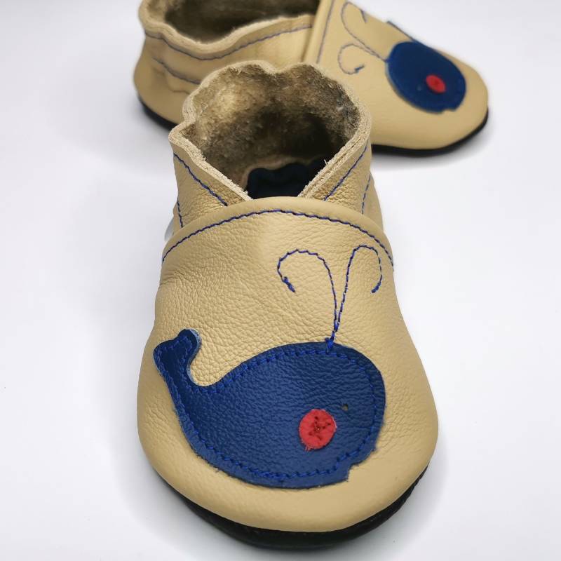 Krabbelschuhe Krabbelpuschen Lauflernschuhe Große 19/20 Wal Blau Beige Ebooba von ebooba