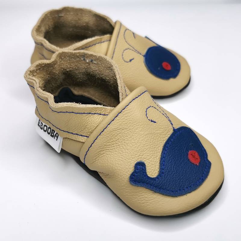 Krabbelschuhe Krabbelpuschen Lauflernschuhe Große 23/24 Wal Blau Beige Ebooba von ebooba