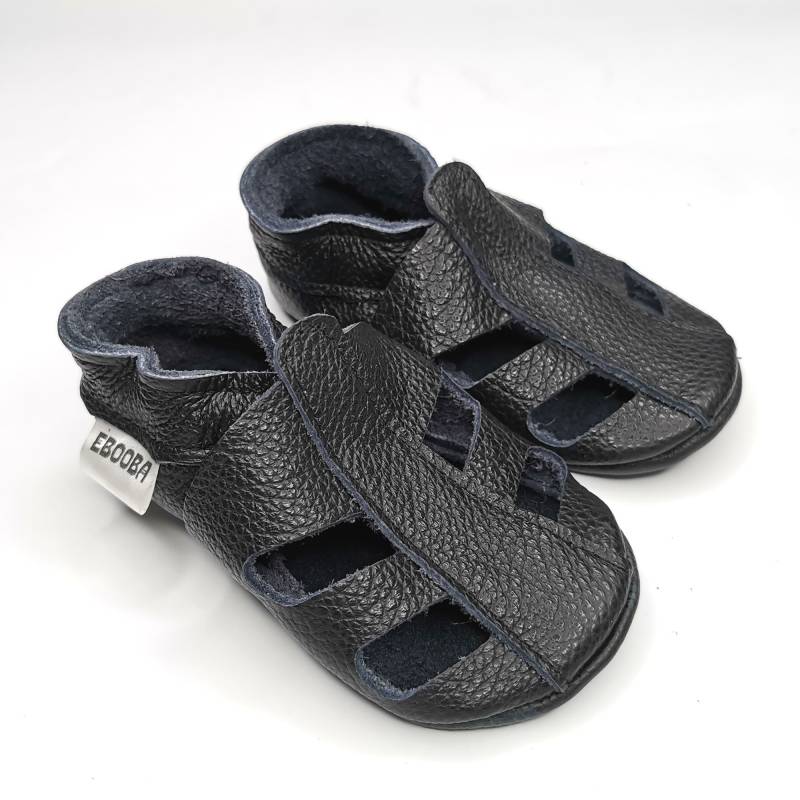 Krabbelschuhe Lederpuschen 25/26 Lederschuhe Schwarze Sandalen 2 3 Ebooba Sn-66-B-M-5 von ebooba