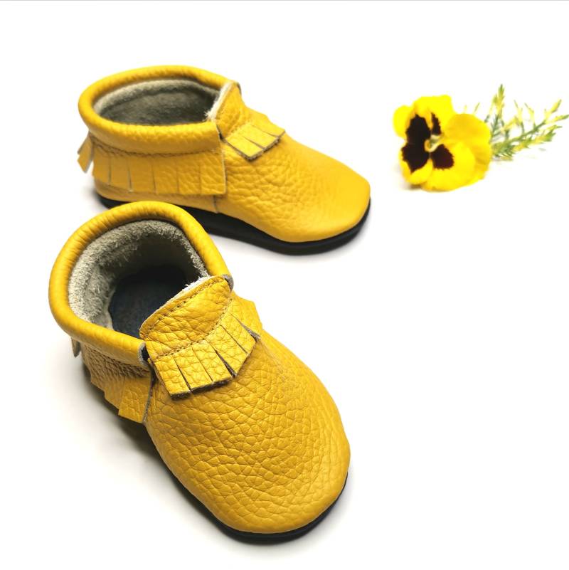 Krabbelschuhe Lederpuschen Lauflernschuhe Hausschuhe Pantoffel Große 25/26 Baby Mokassins Gelb Ebooba von ebooba