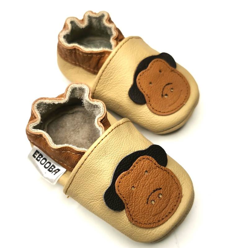 Krabbelschuhe Lederpuschen Lauflernschuhe Hausschuhe Pantoffel Puschen Baby Lederschuhe Affe 0-6 Monat 17-18 Große Ebooba Mn-6-Be-M von ebooba