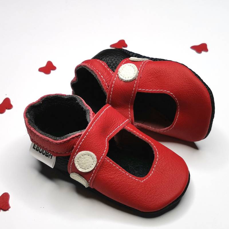 Krabbelschuhe Lederpuschen Lederschuhe 16/17/18 Sandalen Rot 0-6 M Ebooba Sn-13-R-M-1 von ebooba