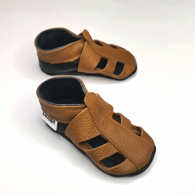 Krabbelschuhe Lederpuschen Lederschuhe 19/20 Sandalen Braun 6-12 Monate, Ebooba Sn-64-Br-M-2 von ebooba