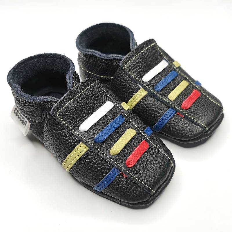 Krabbelschuhe Lederpuschen Lederschuhe 19/20 Sport Schwarz Rot Oliv Blau Weiß Schnürsenkel 6 12 M Ebooba Sp-30-B-M-2 von ebooba