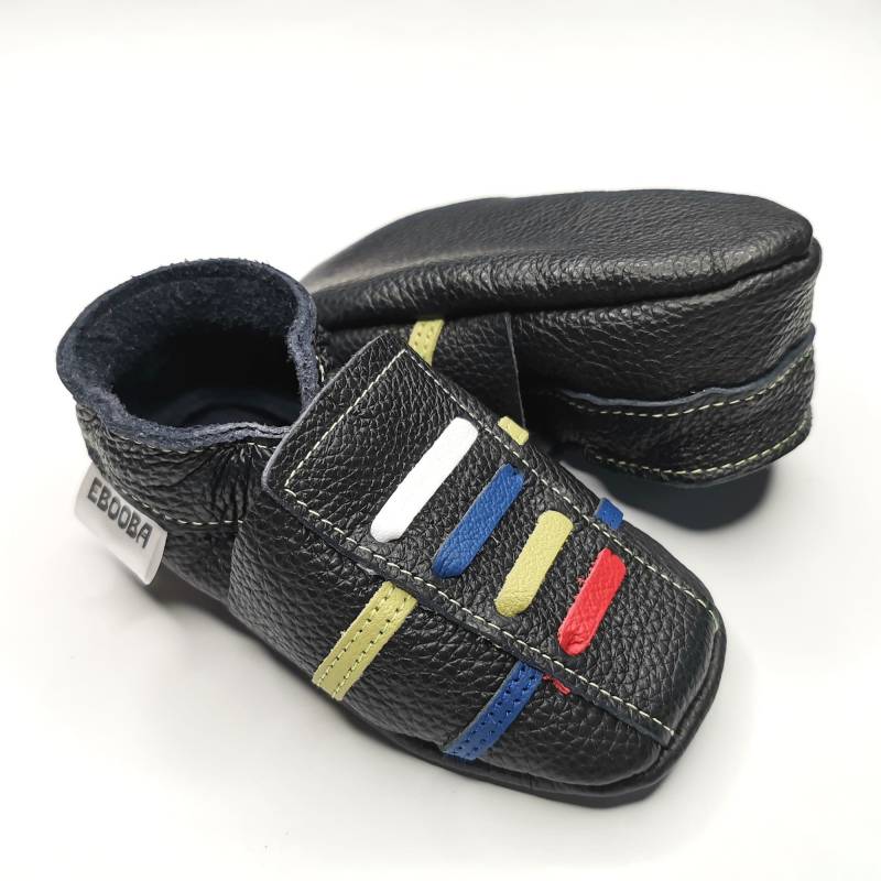 Krabbelschuhe Lederpuschen Lederschuhe 21/22 Sport Schwarz Rot Oliv Blau Weiß Schnürsenkel 12 18 M Ebooba Sp-30-B-M-3 von ebooba