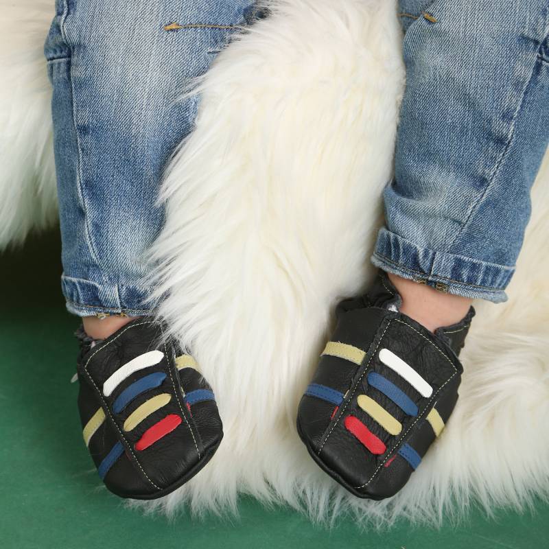 Krabbelschuhe Lederpuschen Lederschuhe 28/29 Sport Schwarz Rot Oliv Blau Weiß Schnürsenkel 4 5 Ebooba Sp-30-B-M-7 von ebooba