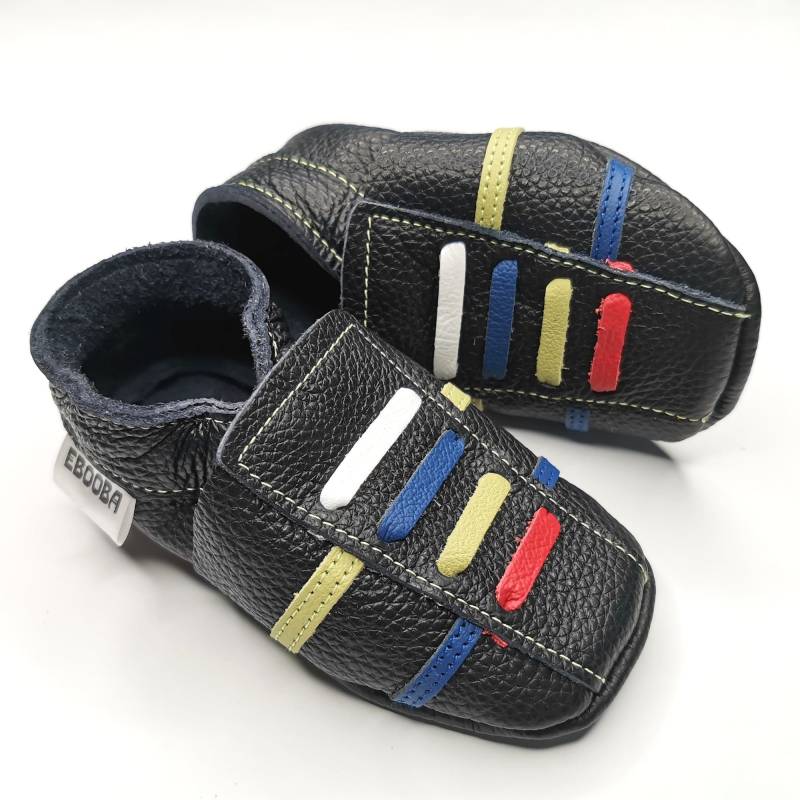 Krabbelschuhe Lederpuschen Lederschuhe 29/30 Sport Schwarz Rot Oliv Blau Weiß Schnürsenkel 5 6 Ebooba Sp-30-B-M-8 von ebooba
