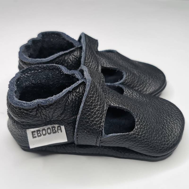 Krabbelschuhe Lederpuschen Lederschuhe Sandalen Schwarz 12-18M Ebooba Sn-38-B-M-3 von ebooba