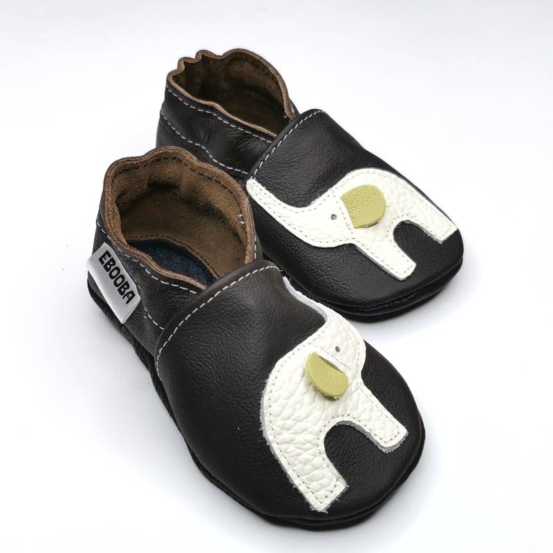 Krabbelschuhe Lederschuhe 23/24 Elefanten Weiß Dunkelbraun 18 24 Ebooba El-32-Db-M von ebooba