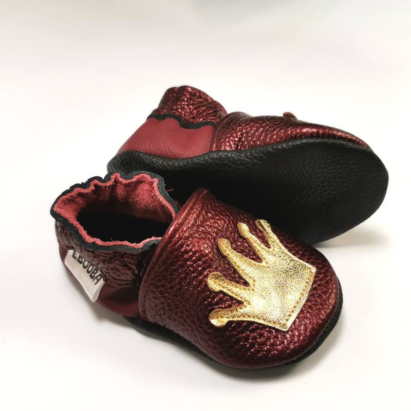 Krabbelschuhe Rosa, 2-3 Jahre Krabbelpuschen Goldkrone, Tiara Lauflernschuhe Leder Große 25/26, Ebooba von ebooba