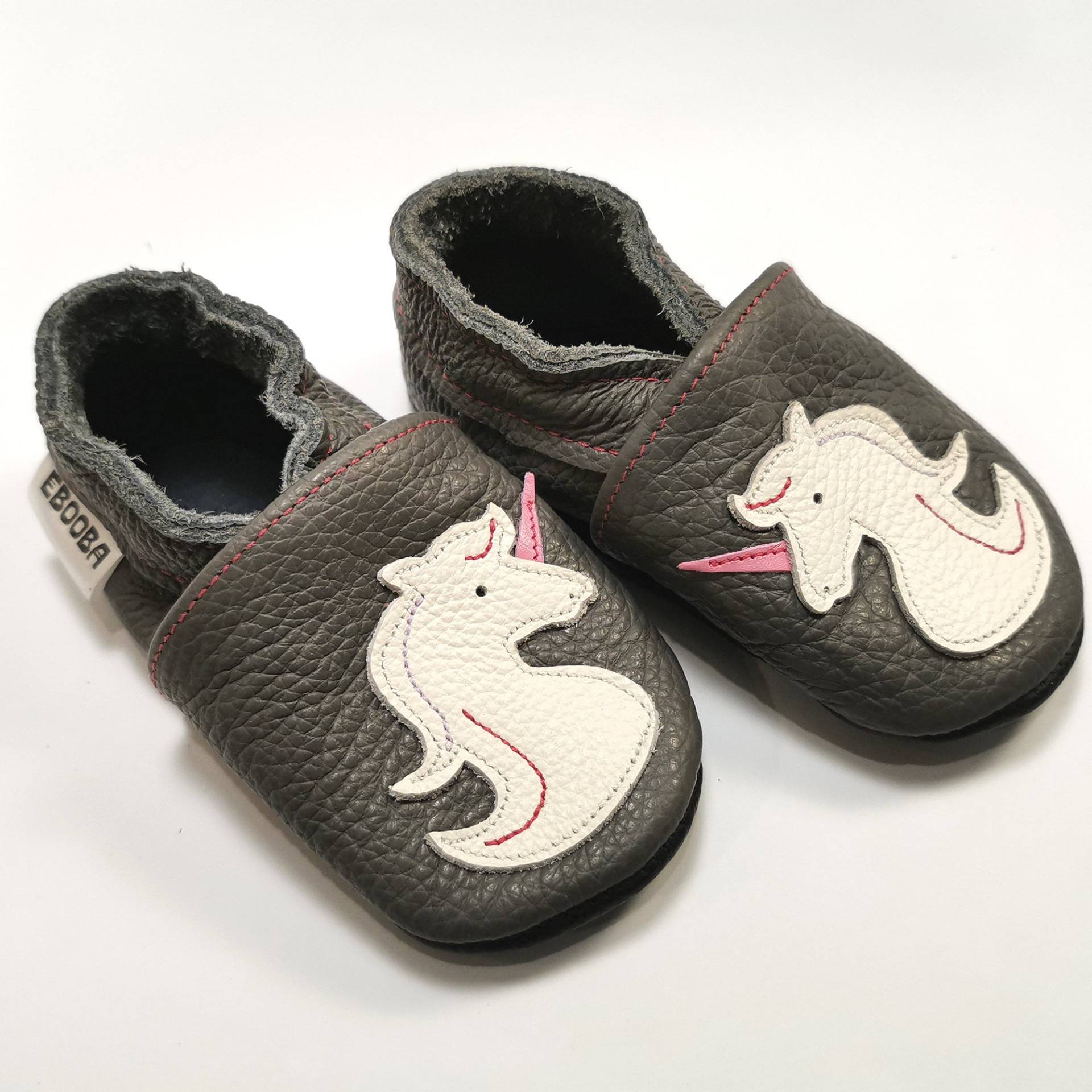 Pferd Krabbelschuhe, Lederschuhe 21/22, Lederpuschen Einhorn Weiß 12-18 Monate, Ebooba von ebooba