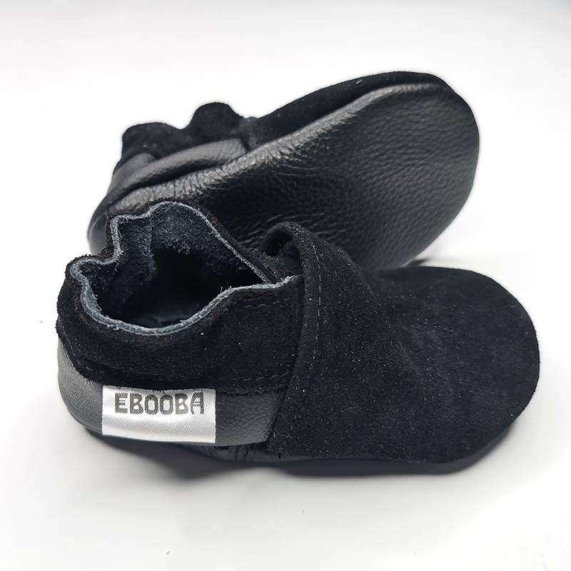 Wildleder Krabbelschuhe Wildlederschuhe Lederpuschen Lauflernschuhe Puschen Pantoffel 19/20 Zwart 6-12 Monate, Ebooba von ebooba