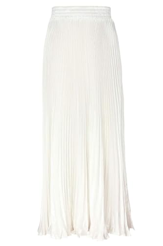 ebossy Damen Boho Satin Metallic Plissee Akkordeon Röcke Elastische Hohe Taille Flowy A-Linie Raffung Maxi Langer Rock, Weiss/opulenter Garten, Mittel von ebossy