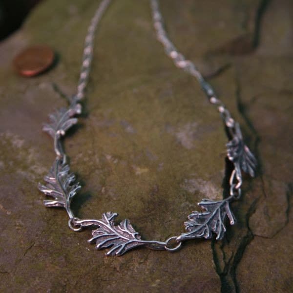 Eichenblatt Sterling Silber Große Halskette von echoandwild