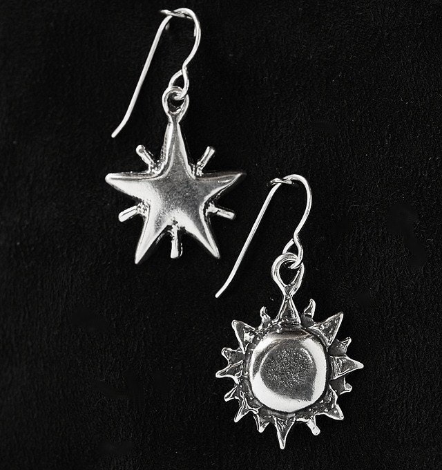Stern Und Sonne Ohrringe Sterling Silber von echoandwild