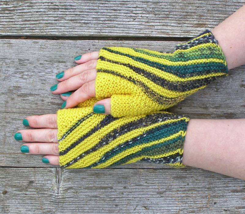 Gelb Wolle Fingerlose Handschuhe, Pulswärmer Für Jugendliche von echocraftings