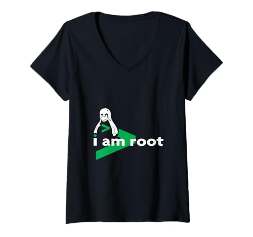 Damen Echognumix Open Source Linux Unix Admin-T-Shirt „ICH BIN ROOT“ T-Shirt mit V-Ausschnitt von echognumix