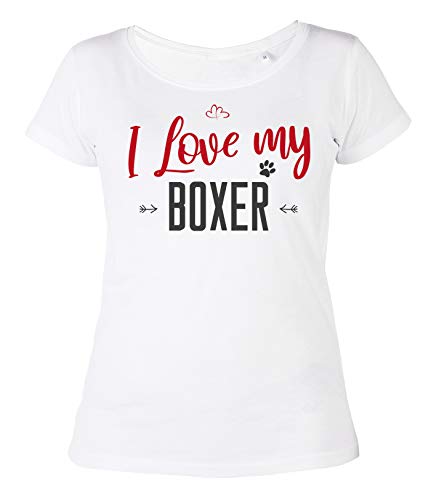 Boxer Damen-T-Shirt I Love My Girlie Shirt Mädchen Hundemotiv Hunderasse Hunde Sprüche Shirt für Frauen von echtfesch