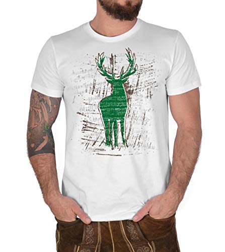 Trachten-Shirt Herren Hirsch Motiv T-Shirt Hirsch Tracht Trachtenshirt Trachtenmotiv zur Lederhose Heimat Landliebe von echtfesch