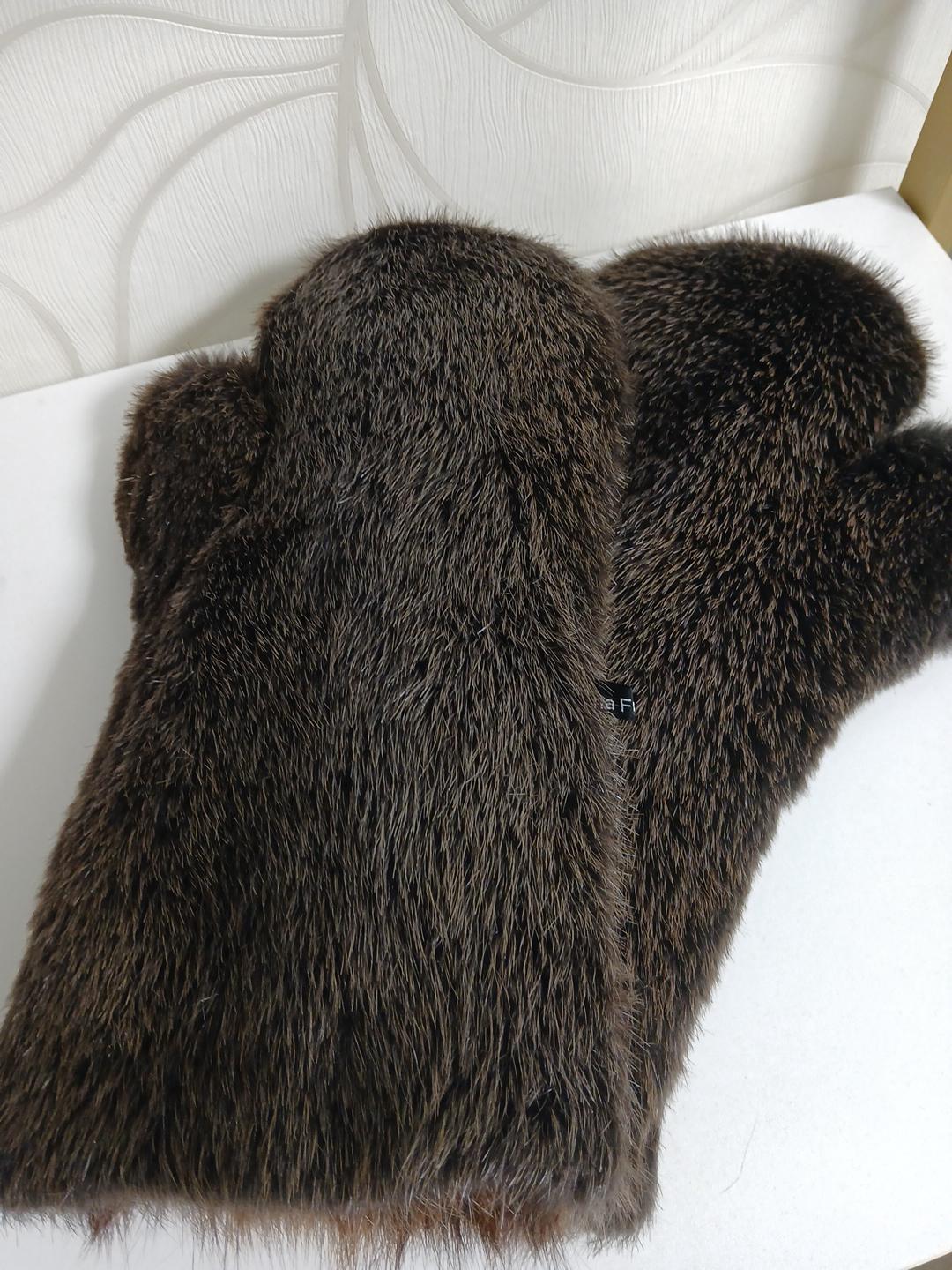 Echtfell Handschuhe Biber Fäustlinge Echtfellfutter Beidseitig Lang 1 Paar Winterhandschuhe Geschenkidee 38cm von echtpelzbommelde