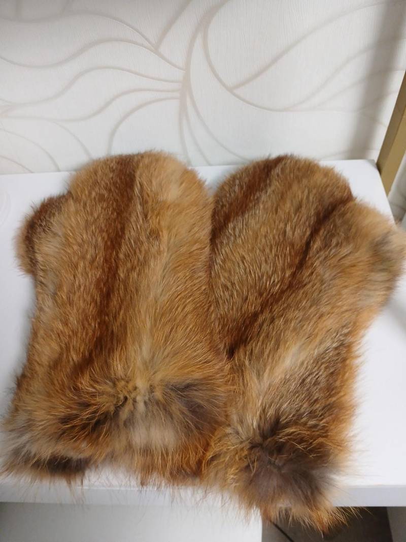 Echtfell Handschuhe Rotfuchs Fäustlinge Echtfellfutter Beidseitig Lang 1 Paar Winterhandschuhe Geschenkidee 38cm von echtpelzbommelde