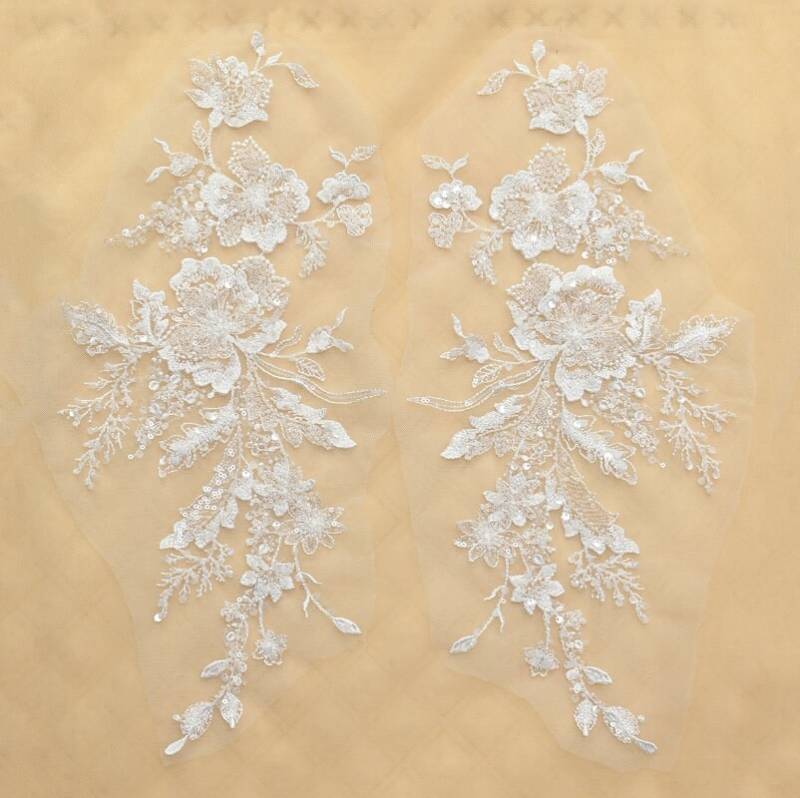 3D Perlen Brautkleid Kragen | Paar H0859 von eclatlace