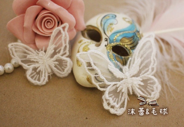 10 Organza Schmetterling Applikationen, 3D Blumen Aufnäher M097 von eclatlace