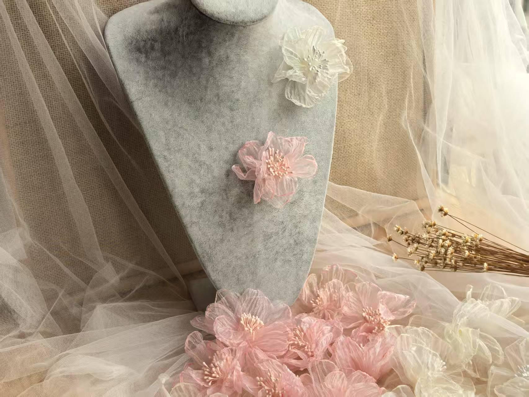 Chiffon Blumen 3D, Hochzeit Applikationen, Corsage Blumen, Kopfbedeckung, Brautschleier | 10 Stück H0837 von eclatlace