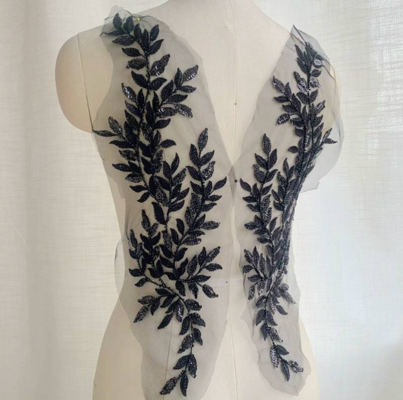 3D Perlen Blumen Applikation - Brautkleid Mieder, Schleier Accessoire H0802 von eclatlace