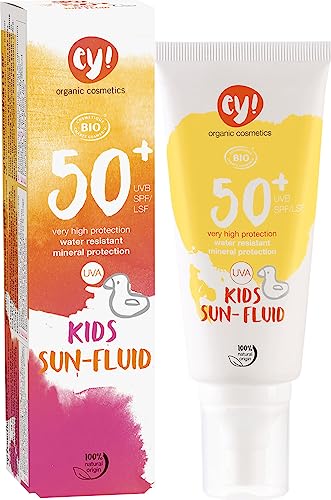 ey! organic cosmetics Sunfluid KIDS Sonnenfluid LSF 50+ wasserfest, vegan, ohne Mikroplastik, Naturkosmetik für Gesicht und Körper, 1er Pack (1 x 100ml) von Eco Cosmetics