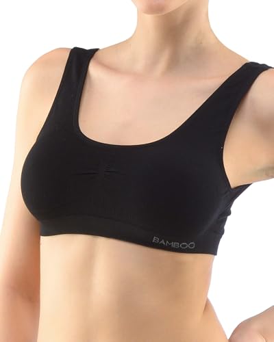 ecoBAMBOO Bustier Top Damen aus Bambus, BH Damen ohne Bügel, mit Breiten Trägern, mit leichtem Halt (Schwarz, M-L) von ecoBAMBOO