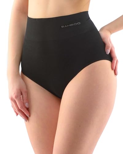 ecoBAMBOO Damen Taillenslip aus Bambus Unterwäsche Damen mit hoher Taille (Schwarz, L-XL) von ecoBAMBOO