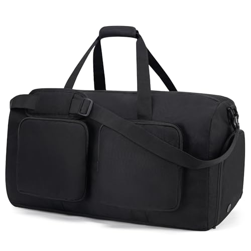 ecosmile Reisetasche für Damen und Herren, Reisetasche mit Schuhfach, Schwarz, 65L von ecosmile